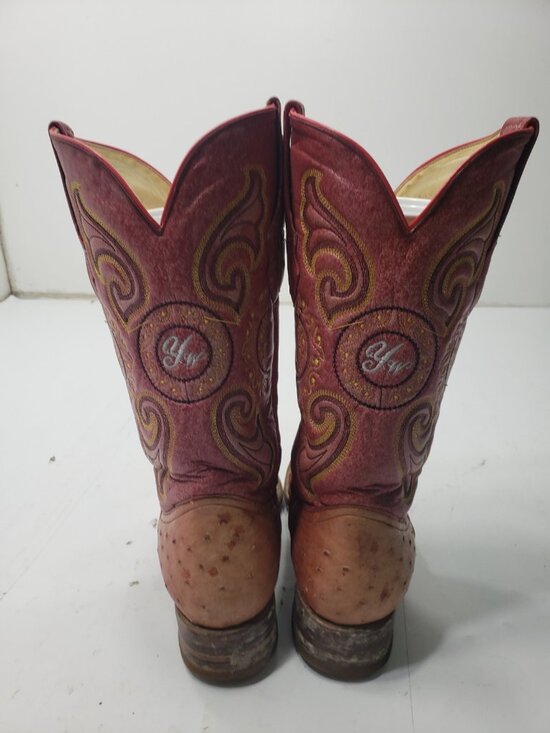 Johnn Whaynee Ostrich Cowboy Boots Mens 28 MX Brown Snip Toe Western Exotic